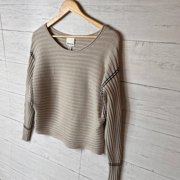 Industry Republic Clothing Sweater Womens Size S/P Taupe Black Ottoman Rib Knit - Picture 5 of 16